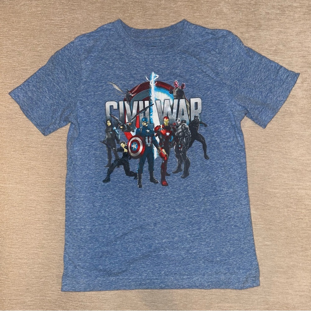 Marvel Civil War Heather Blue Tee Kids Size Small
